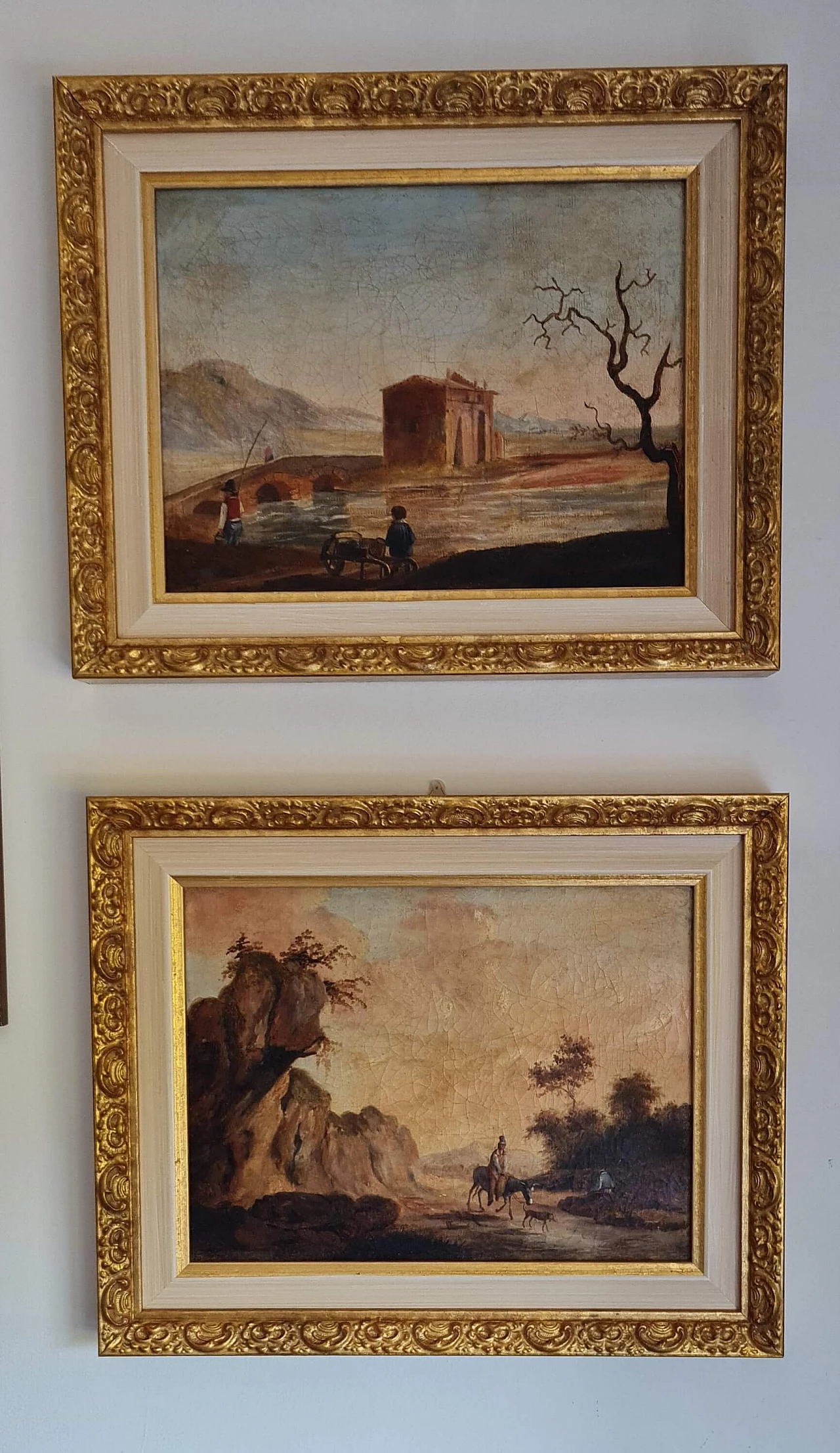 Coppia di dipinti paesaggistici, olio su tela, '700 10