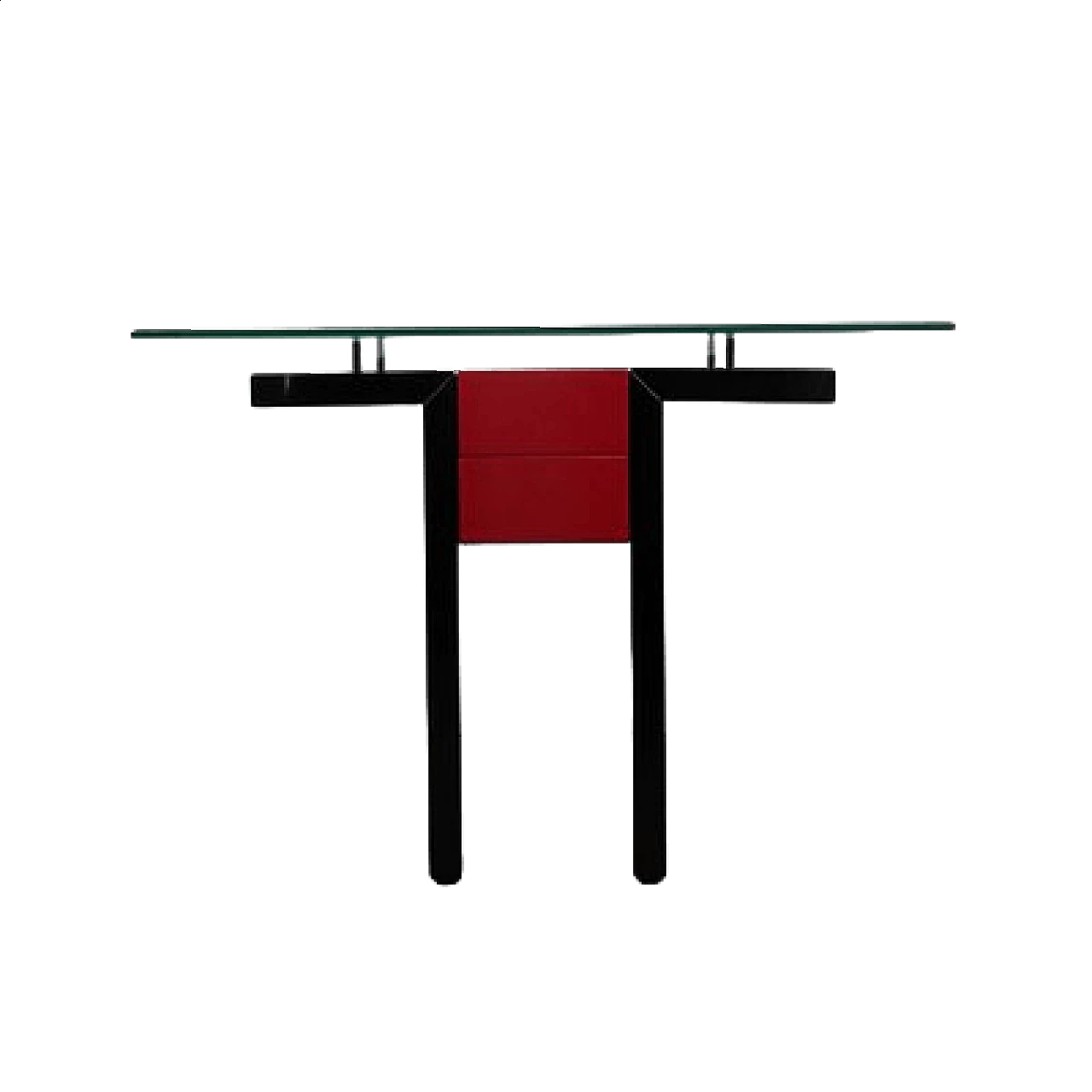 Consolle laccata rossa e nera, anni '70 16