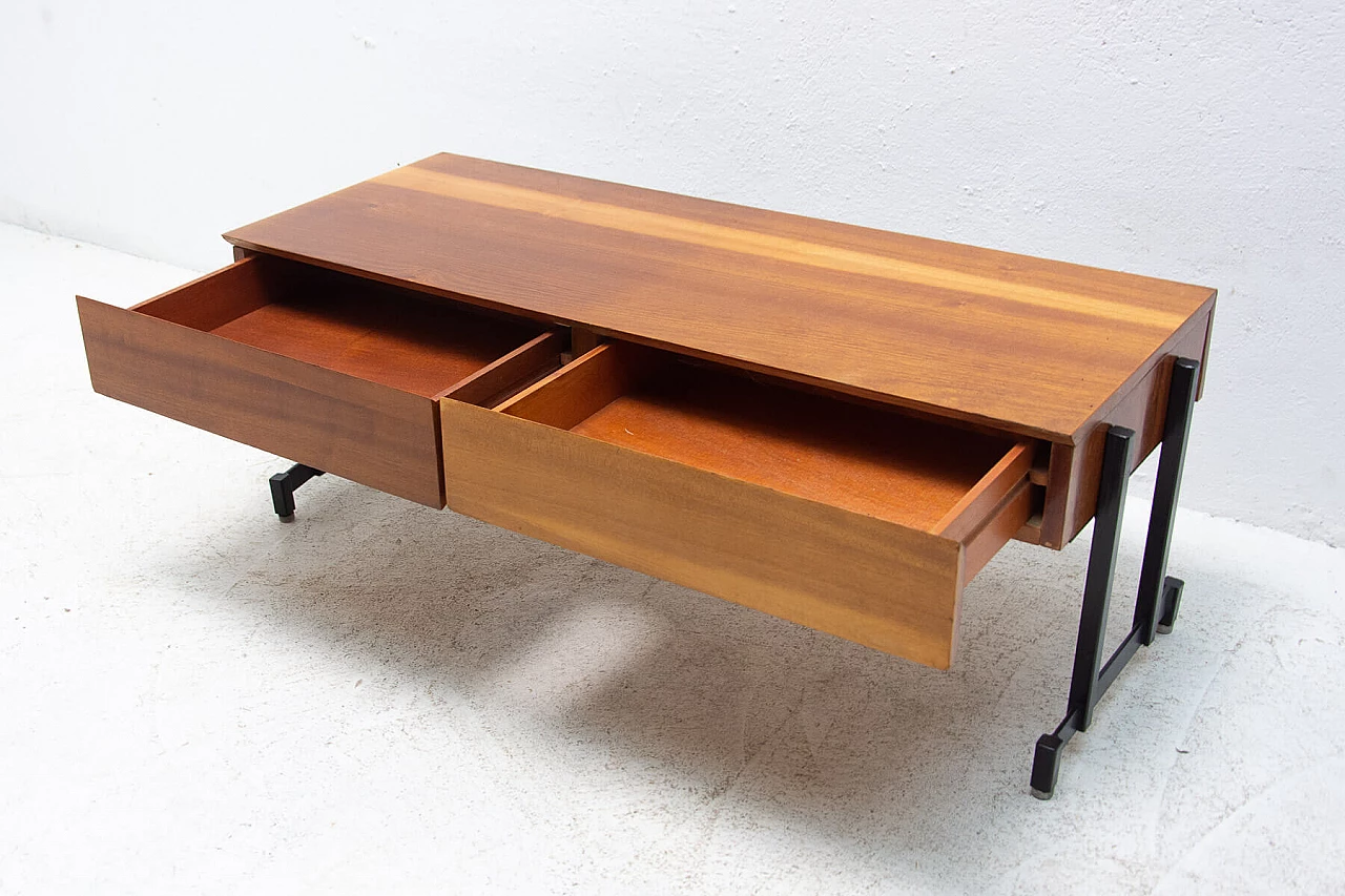 Mahogany side table with iron structure, 1970s 5