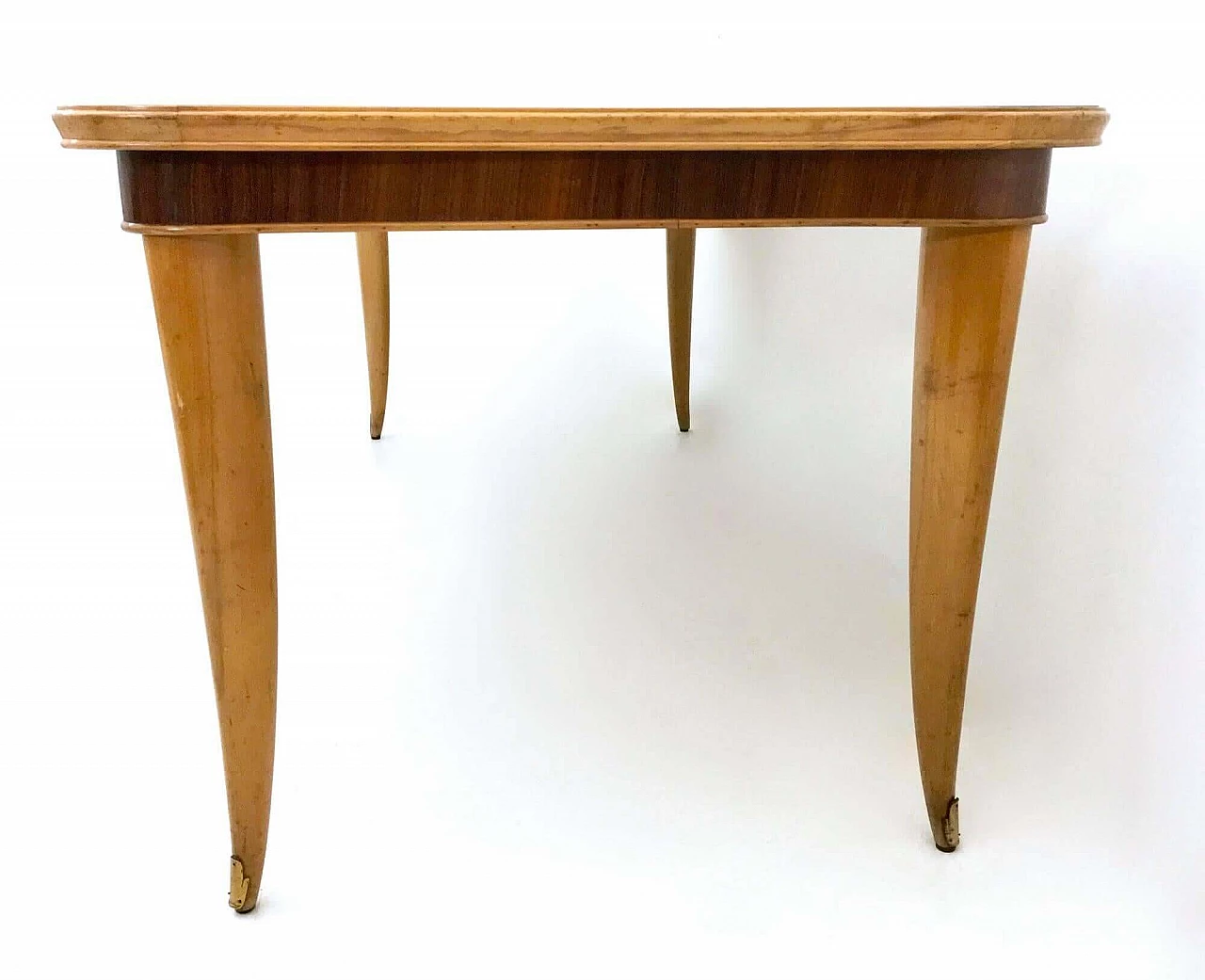 Maple and beech table with marbled glass top, 1950s 4