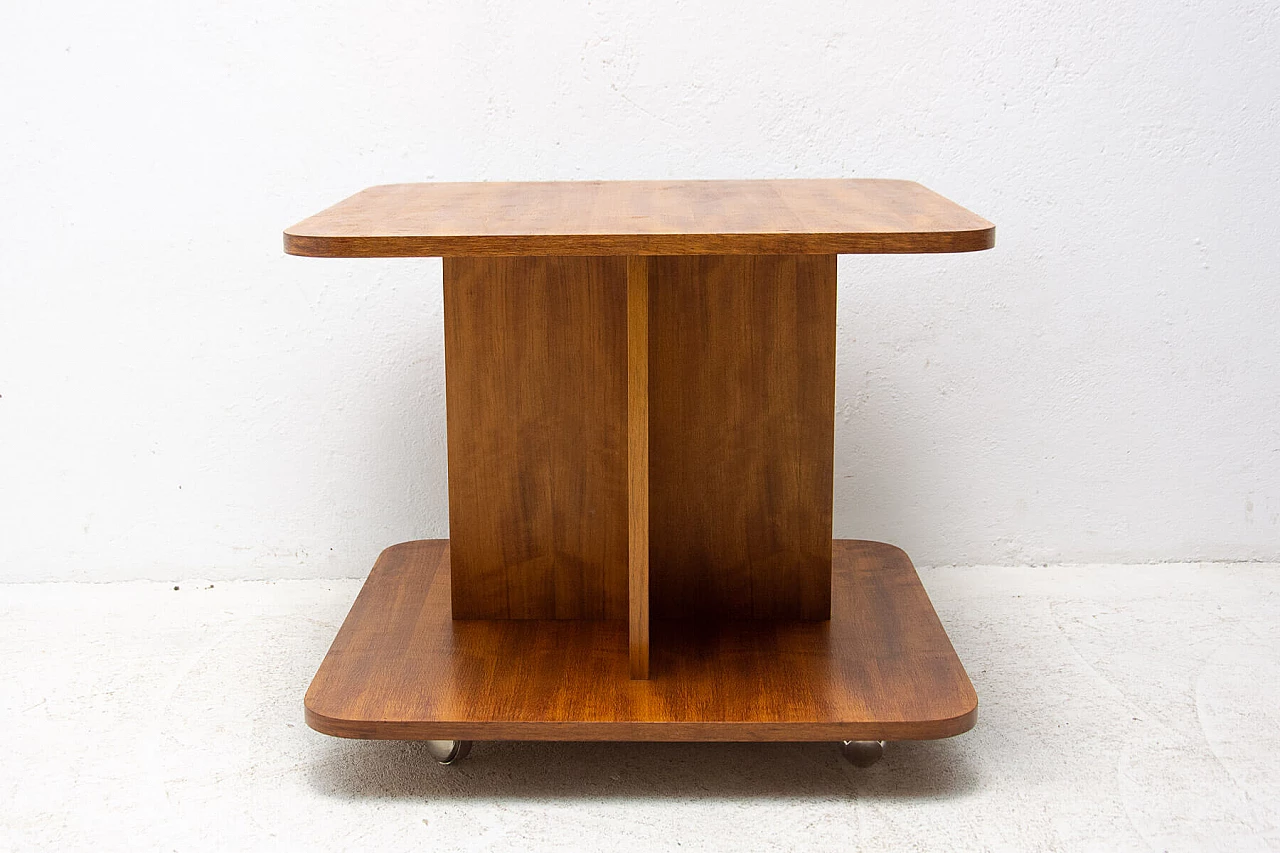 Tavolino da ufficio con ruote in noce, anni '70 11