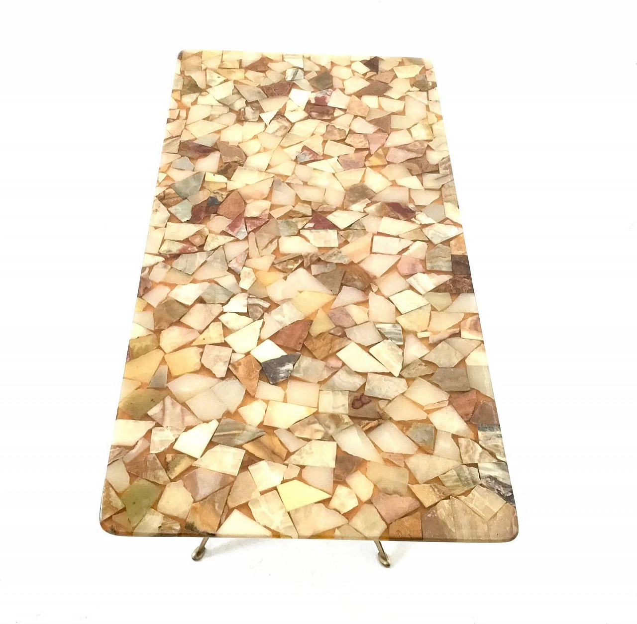 Tavolino in bronzo con piano con diversi tipi di marmi, anni '50 2