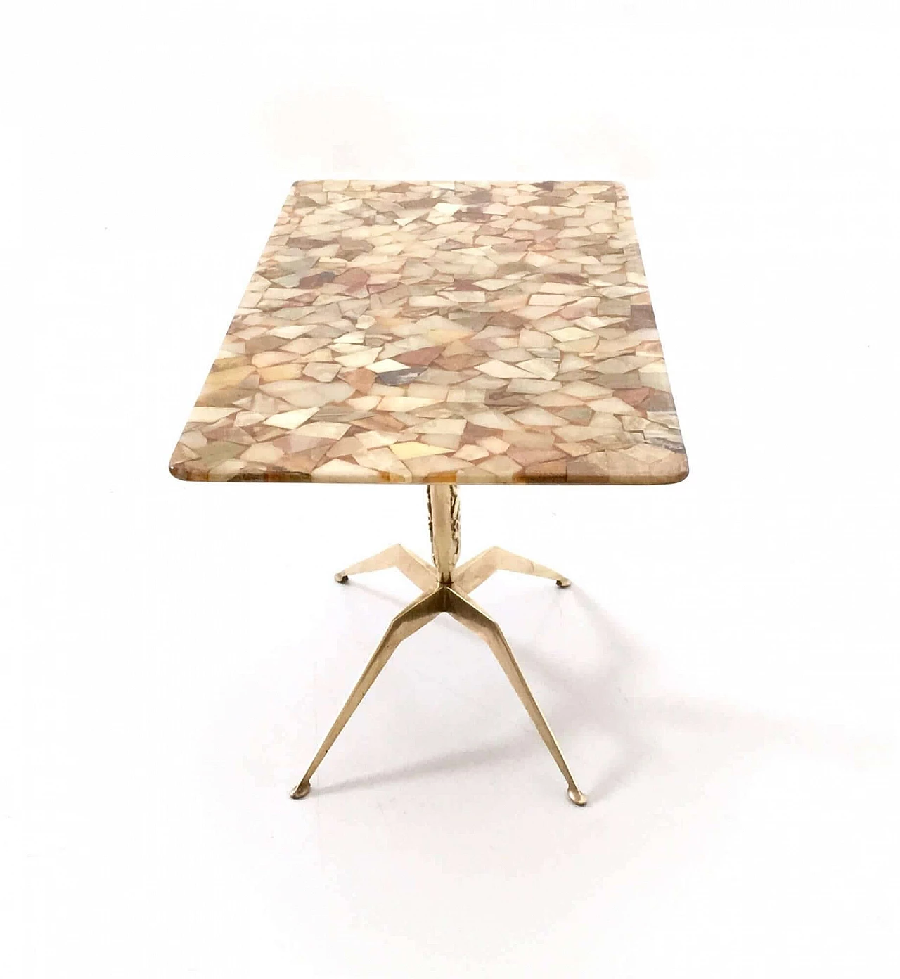 Tavolino in bronzo con piano con diversi tipi di marmi, anni '50 3