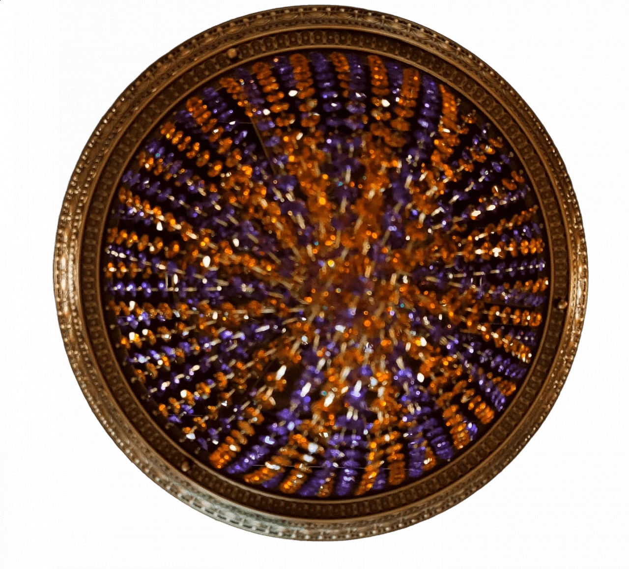 Plafoniera in cristallo ambra e lilla, anni '60 9