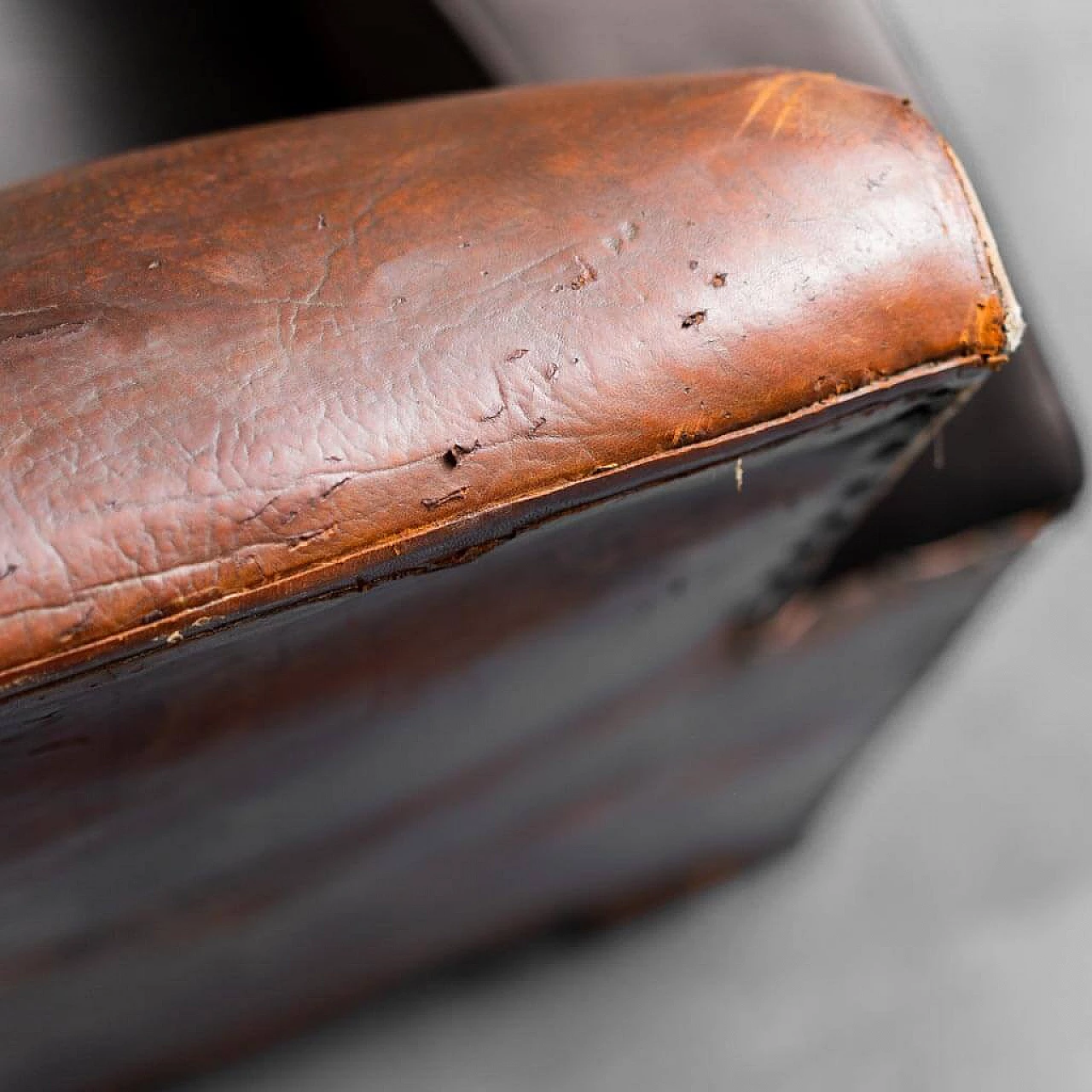 French Club armchair in leather and velvet, 1940s 12