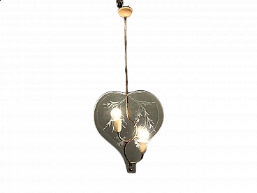 Etched glass chandelier by Pietro Chiesa, 1940s