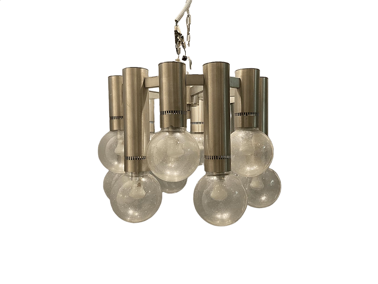 Chromed Murano glass chandelier by Gaetano Sciolari, 1960s 12