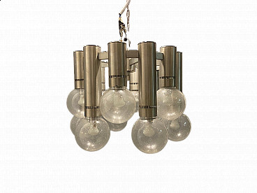 Chromed Murano glass chandelier by Gaetano Sciolari, 1960s