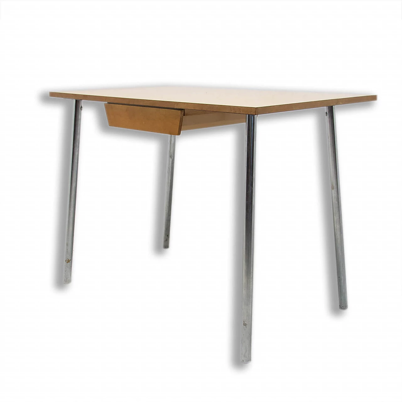 Scrivania con piano in formica e gambe cromate, anni '60 1