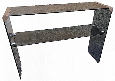 Consolle a doppio piano in vetro e cromo di Gallotti e Radice, anni '70
