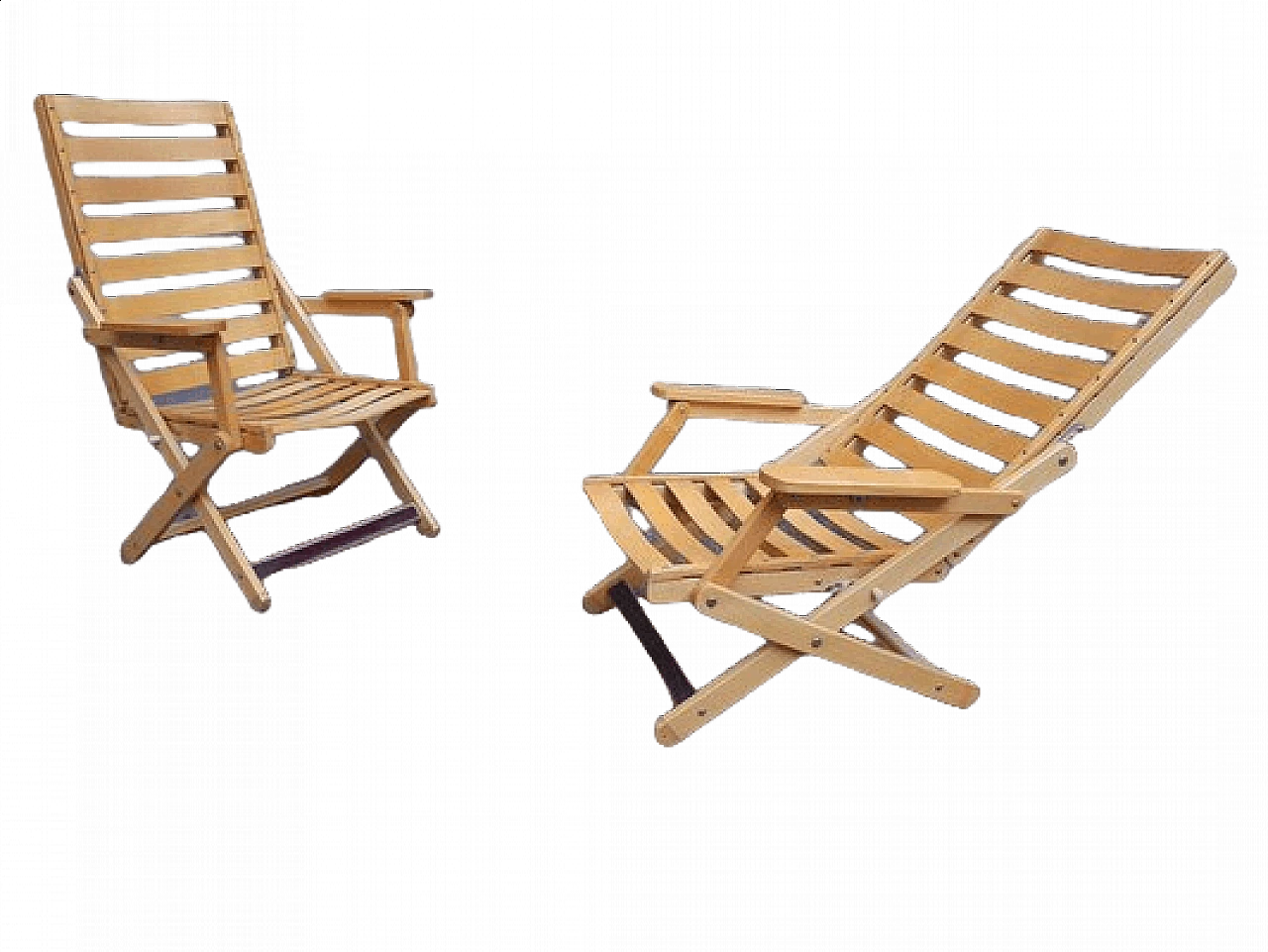 Pair of armchairs in light wood from Fratelli Reguitti, 1980s 4