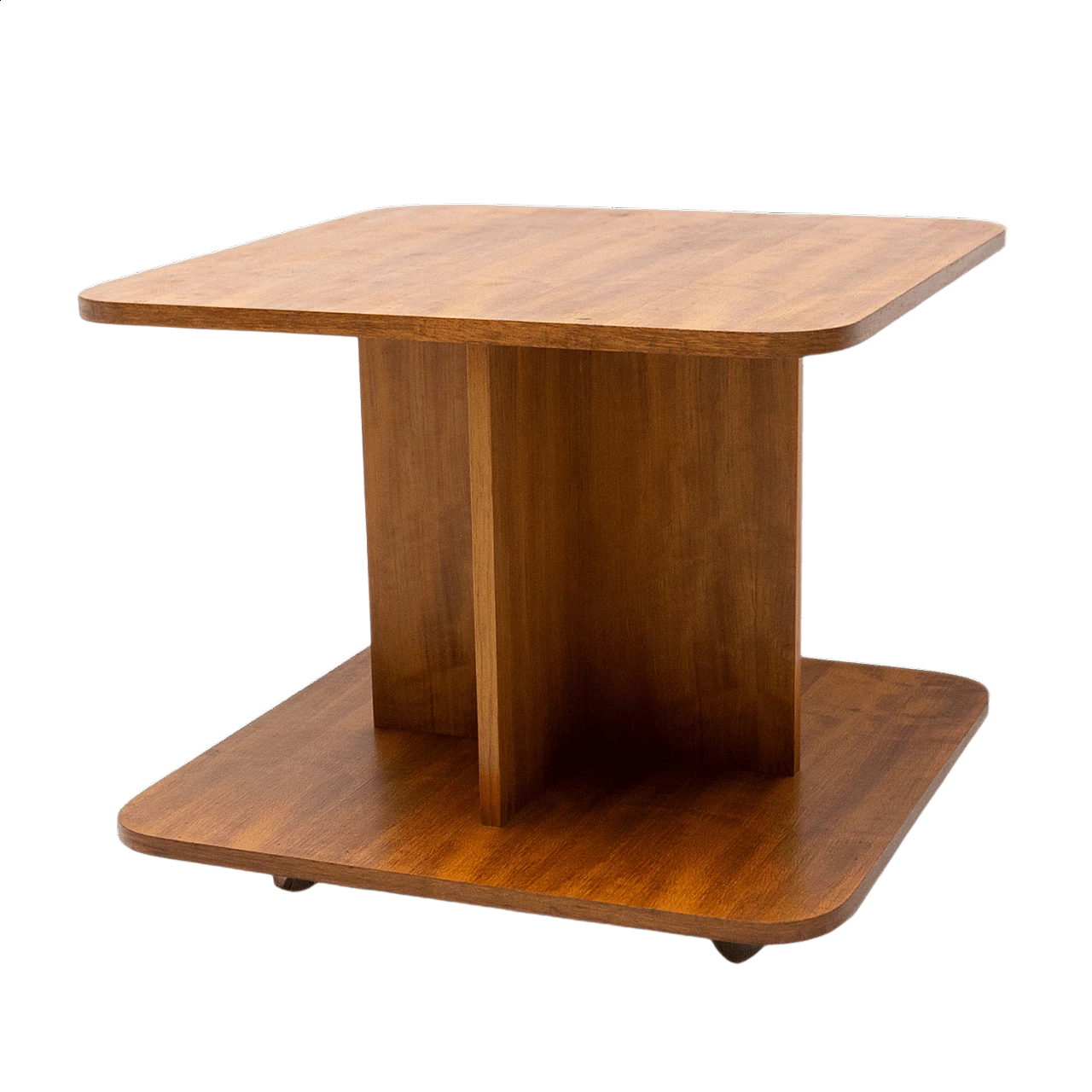 Tavolino da ufficio con ruote in noce, anni '70 14