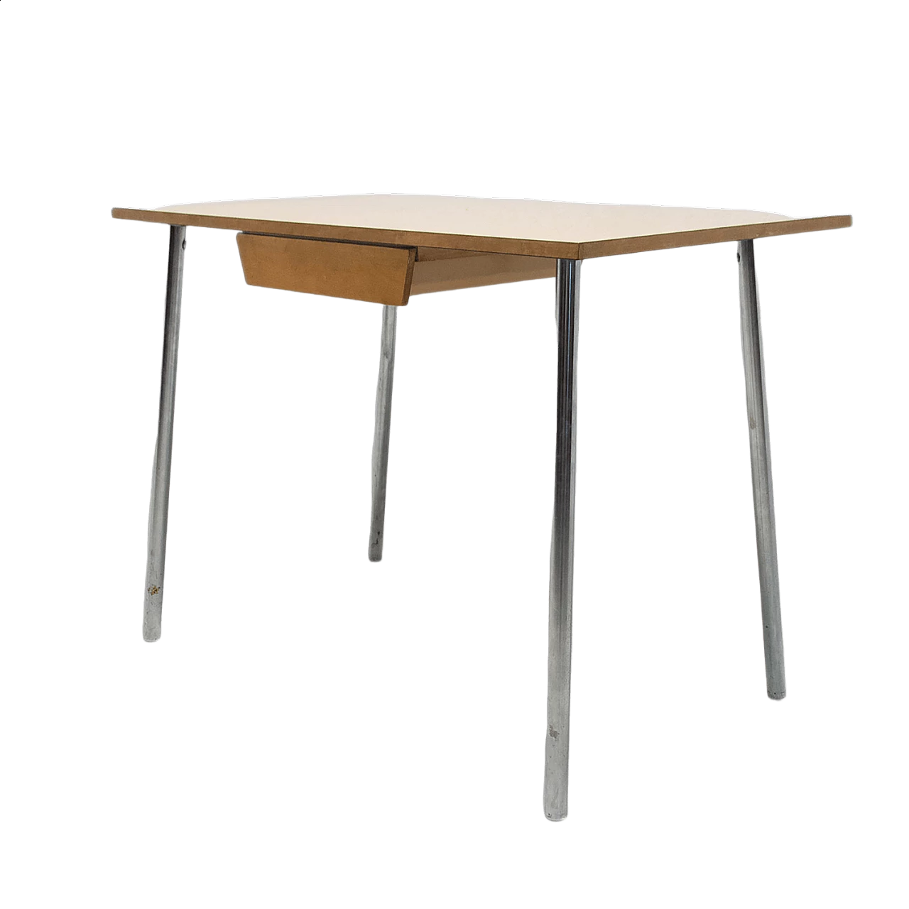 Scrivania con piano in formica e gambe cromate, anni '60 16