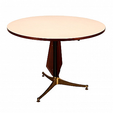 Tavolo in mogano e ottone con piano in formica, anni '60