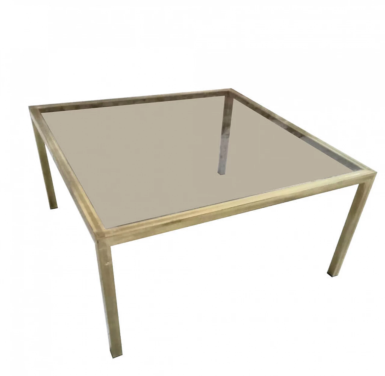 Brass coffee table with smoked glass top, 1970s 6