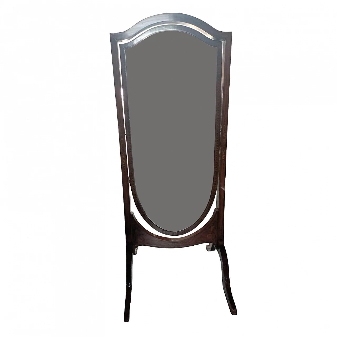 Specchio in acero decorato a motivi floreali di Maple&Co, fine '800 18