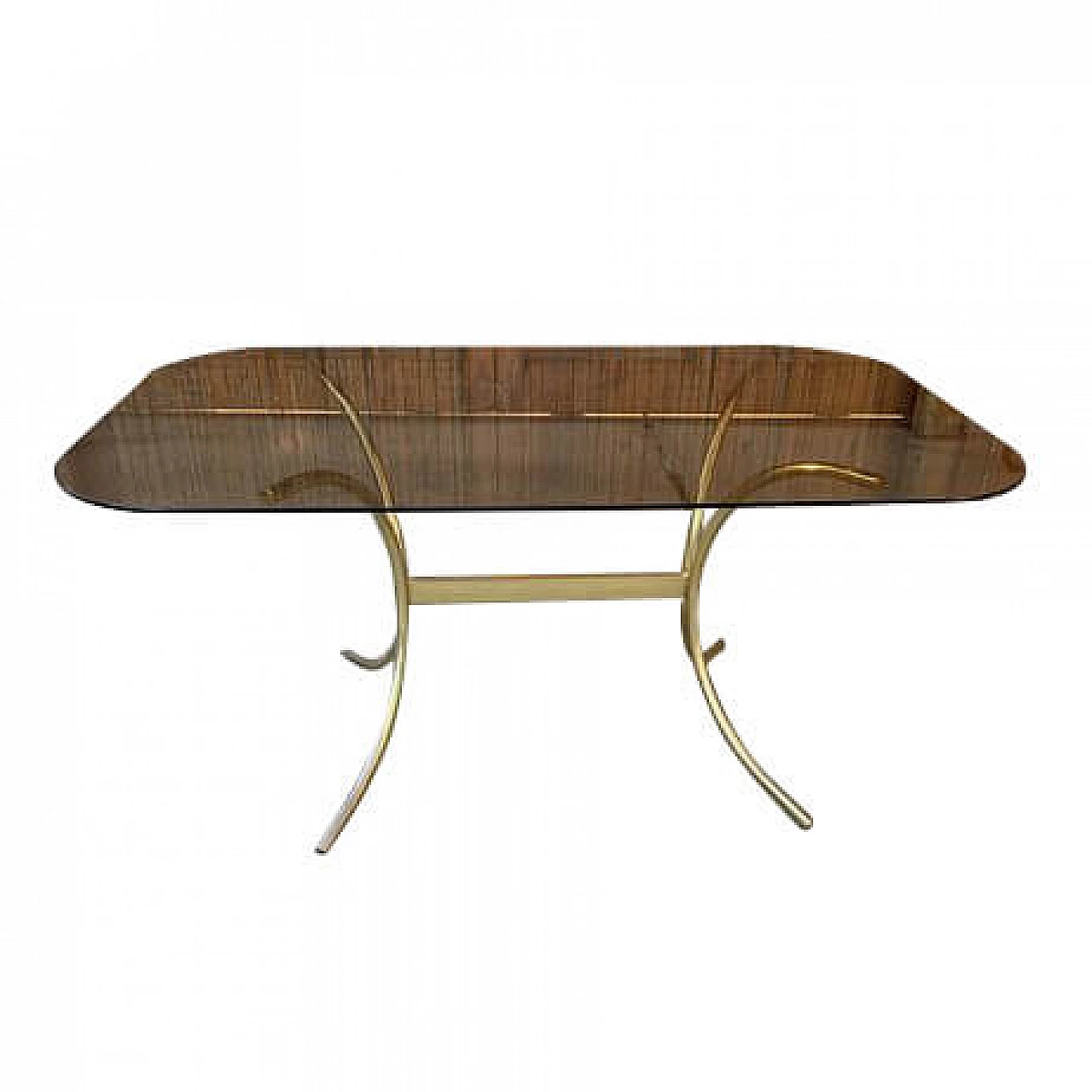 Brass and glass dining table, 1970s 5