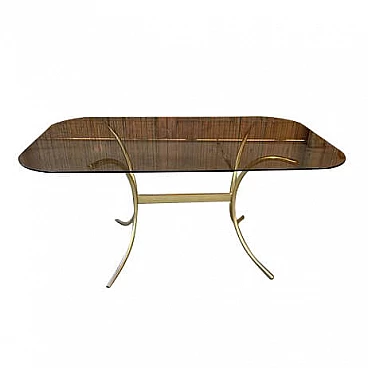 Brass and glass dining table, 1970s