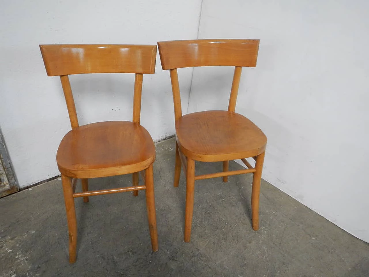 Pair of beechwood chairs, 1950s 9