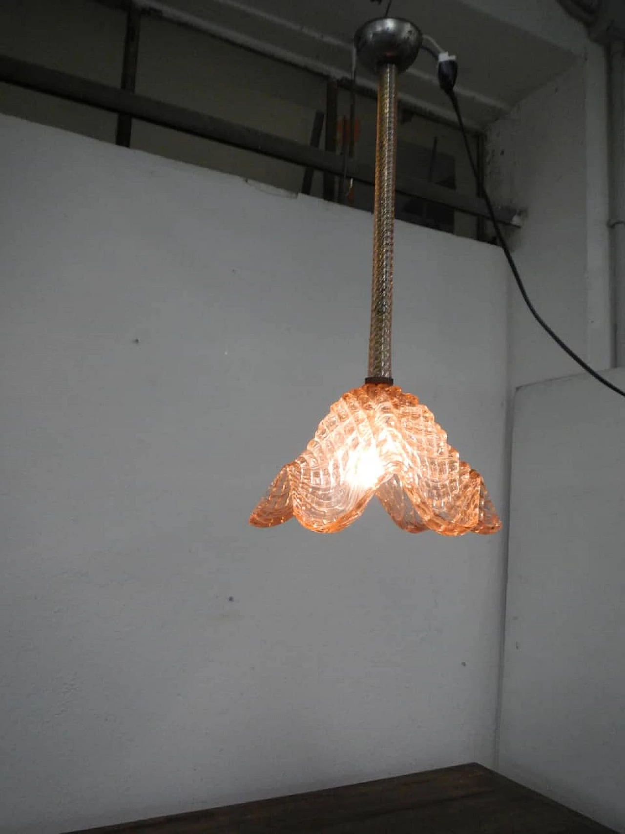 Murano glass and aluminium chandelier, 1940s 8