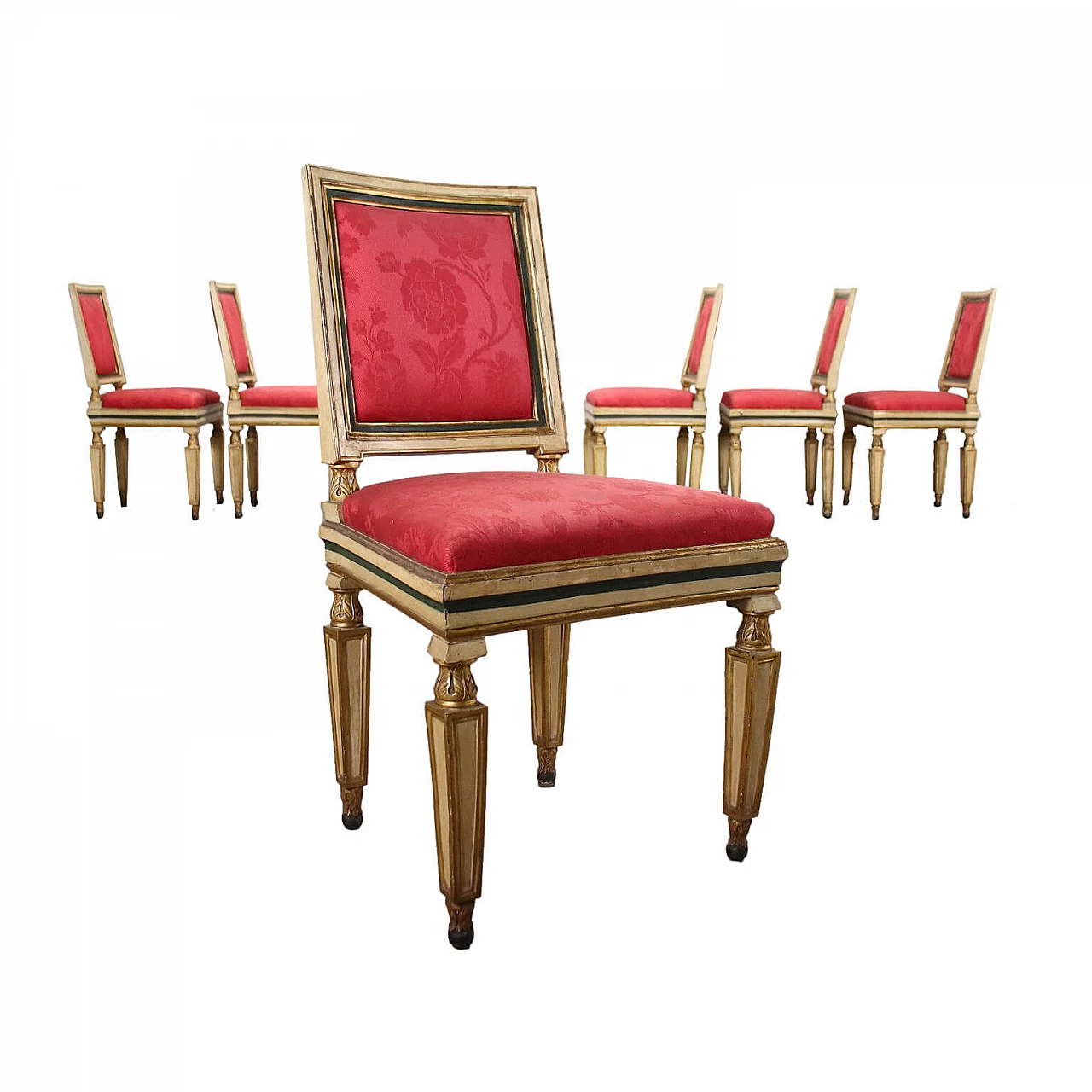 6 Neoclassical chairs from Piacenza, 18th century 1