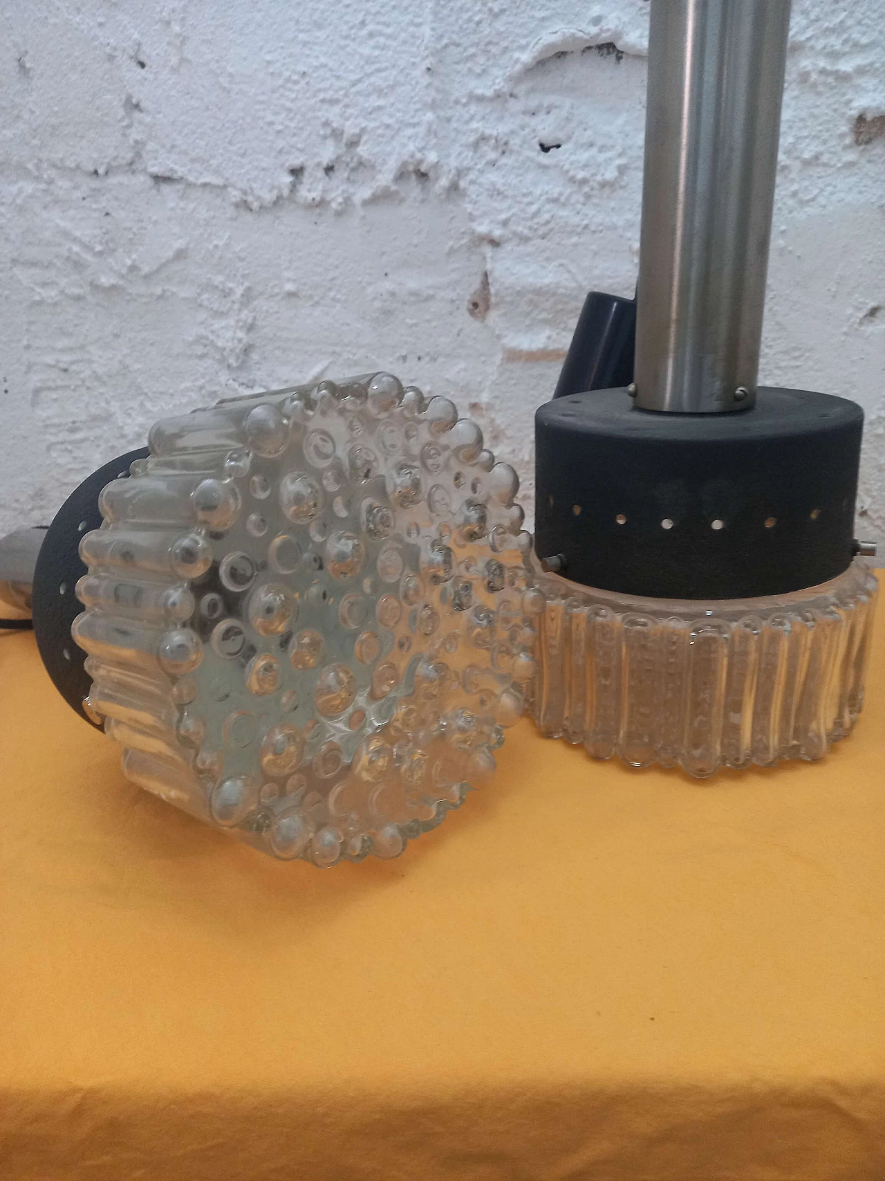 Pair of glass and metal chandeliers, 1960s 5