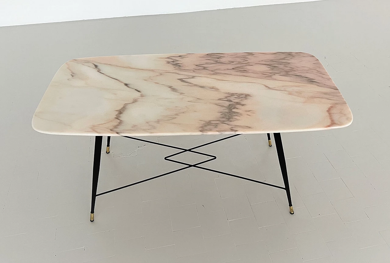 Small table with pink Portugal marble top, 1950s 3