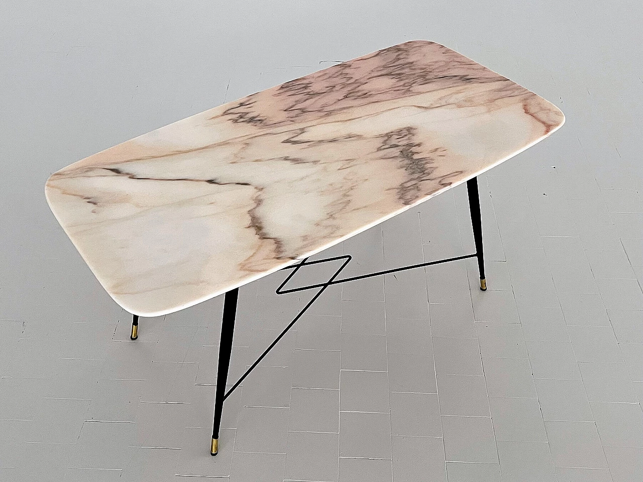 Small table with pink Portugal marble top, 1950s 8