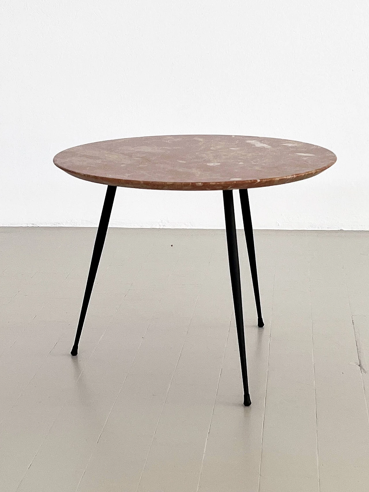 Coffee table with round red marble top, 1950s 3