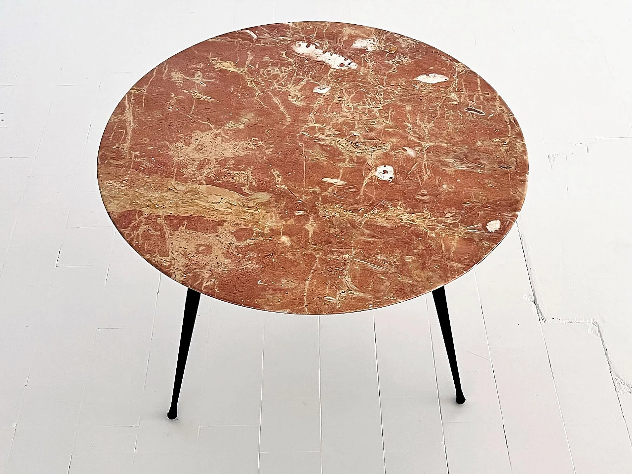 Coffee table with round red marble top, 1950s 4