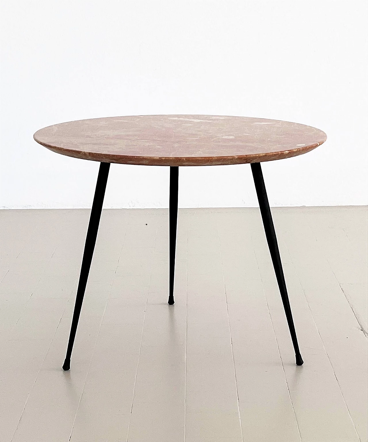 Coffee table with round red marble top, 1950s 6