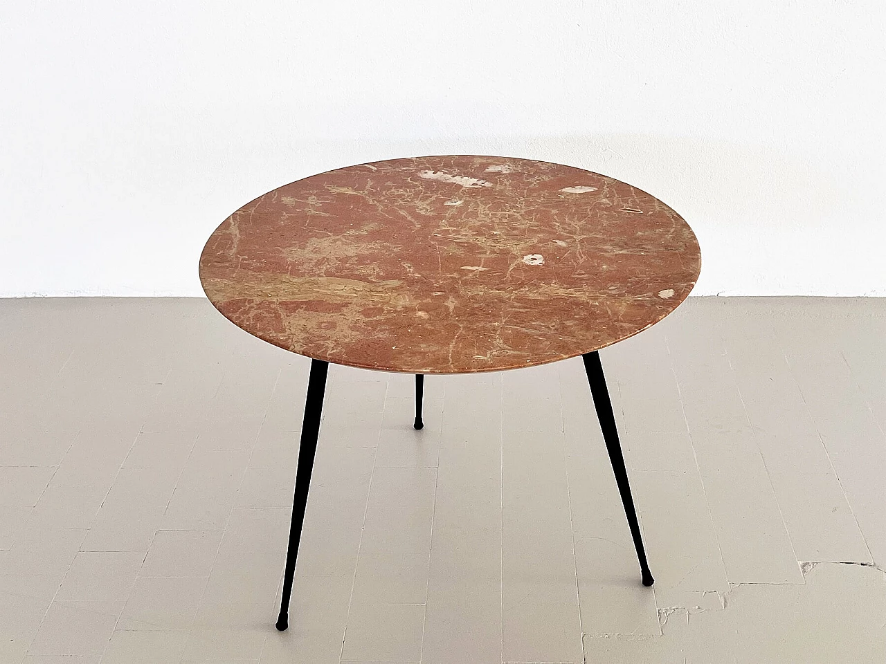 Coffee table with round red marble top, 1950s 7