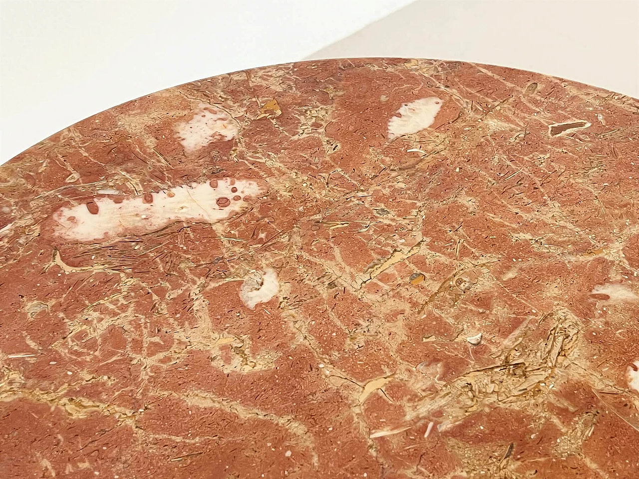 Coffee table with round red marble top, 1950s 9