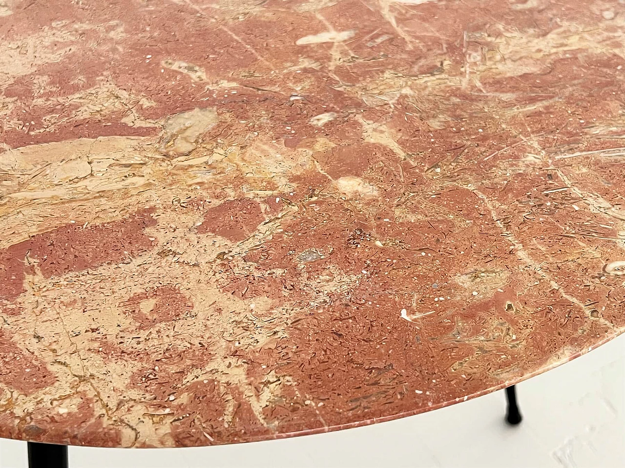 Coffee table with round red marble top, 1950s 10