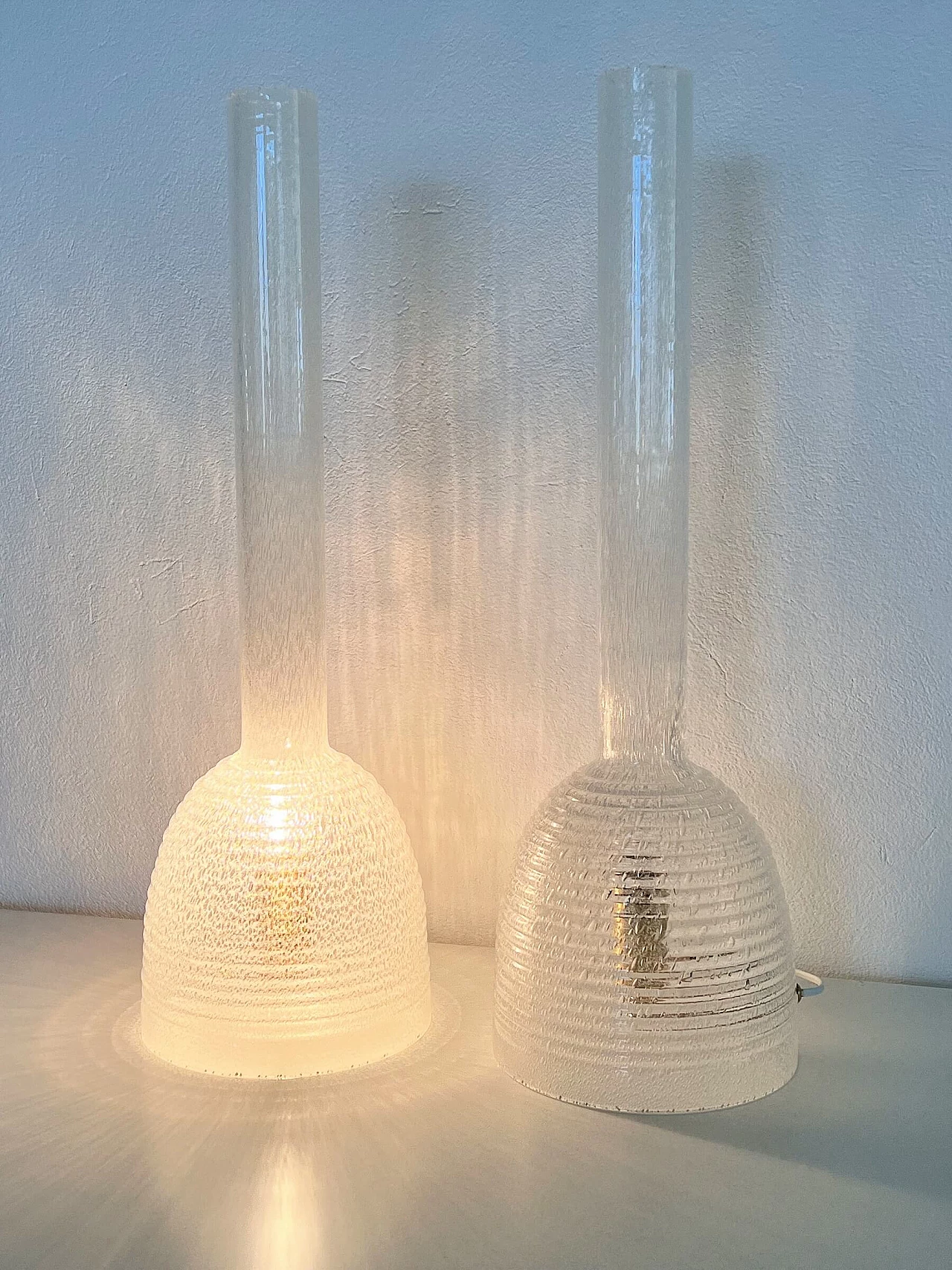 Pair of Murano glass table lamps by Carlo Nason for Mazzega, 1970s 3