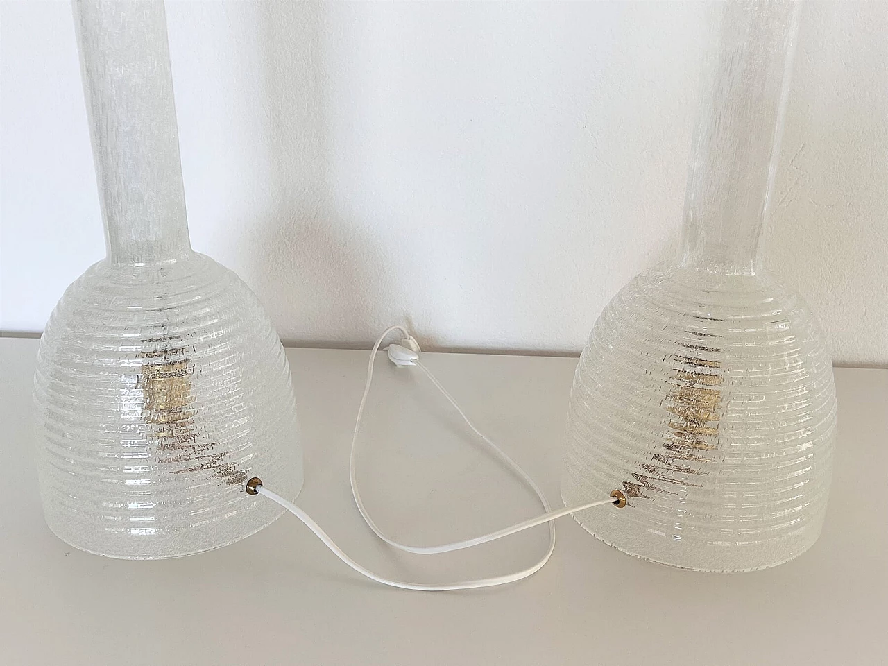 Pair of Murano glass table lamps by Carlo Nason for Mazzega, 1970s 7