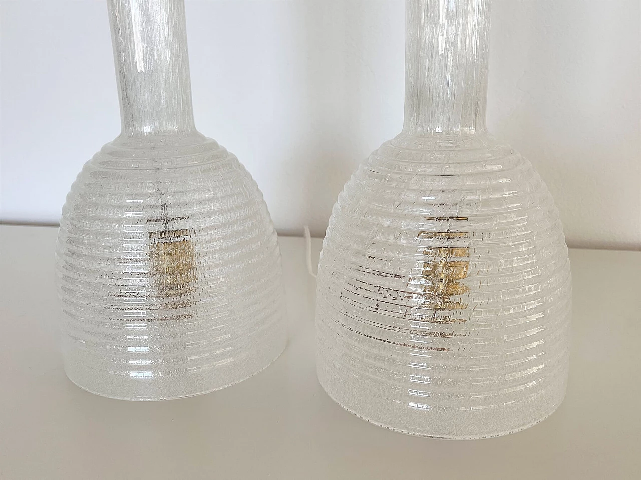 Pair of Murano glass table lamps by Carlo Nason for Mazzega, 1970s 13