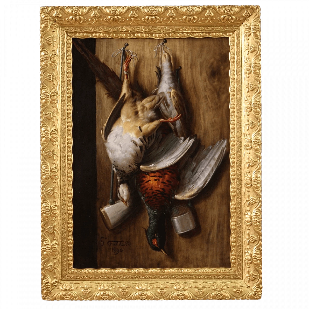 Oil on canvas depicting still life signed Giuseppe Falchetti, 19th century 13