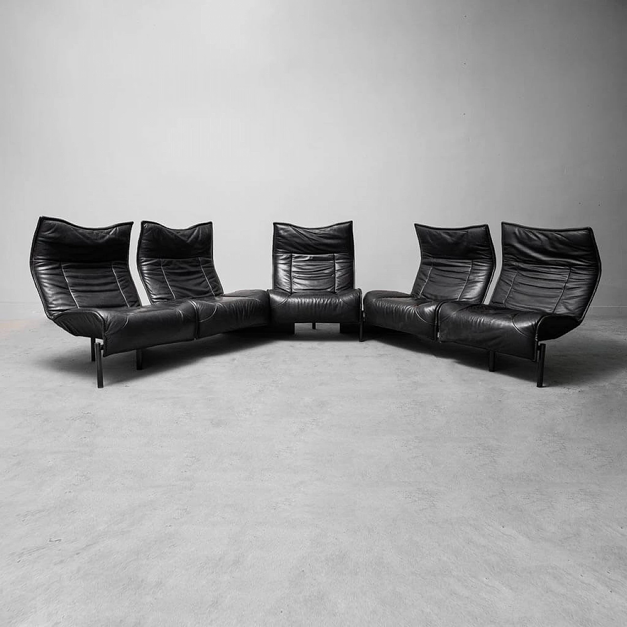 Veranda 5-seater sofa by Vico Magistretti for Cassina, 1980s 1