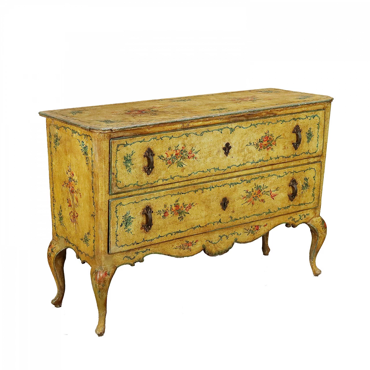 Venetian Barocchetto dresser painted with floral motifs, 1700s 1