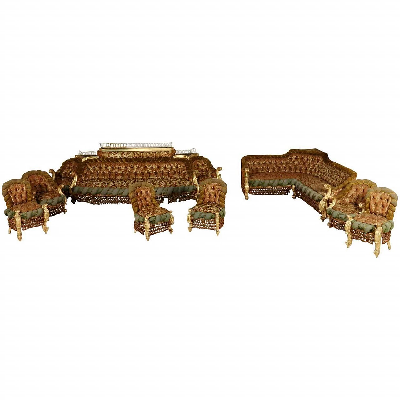 Salotto damascato in stile revival Barocco, fine '800 1