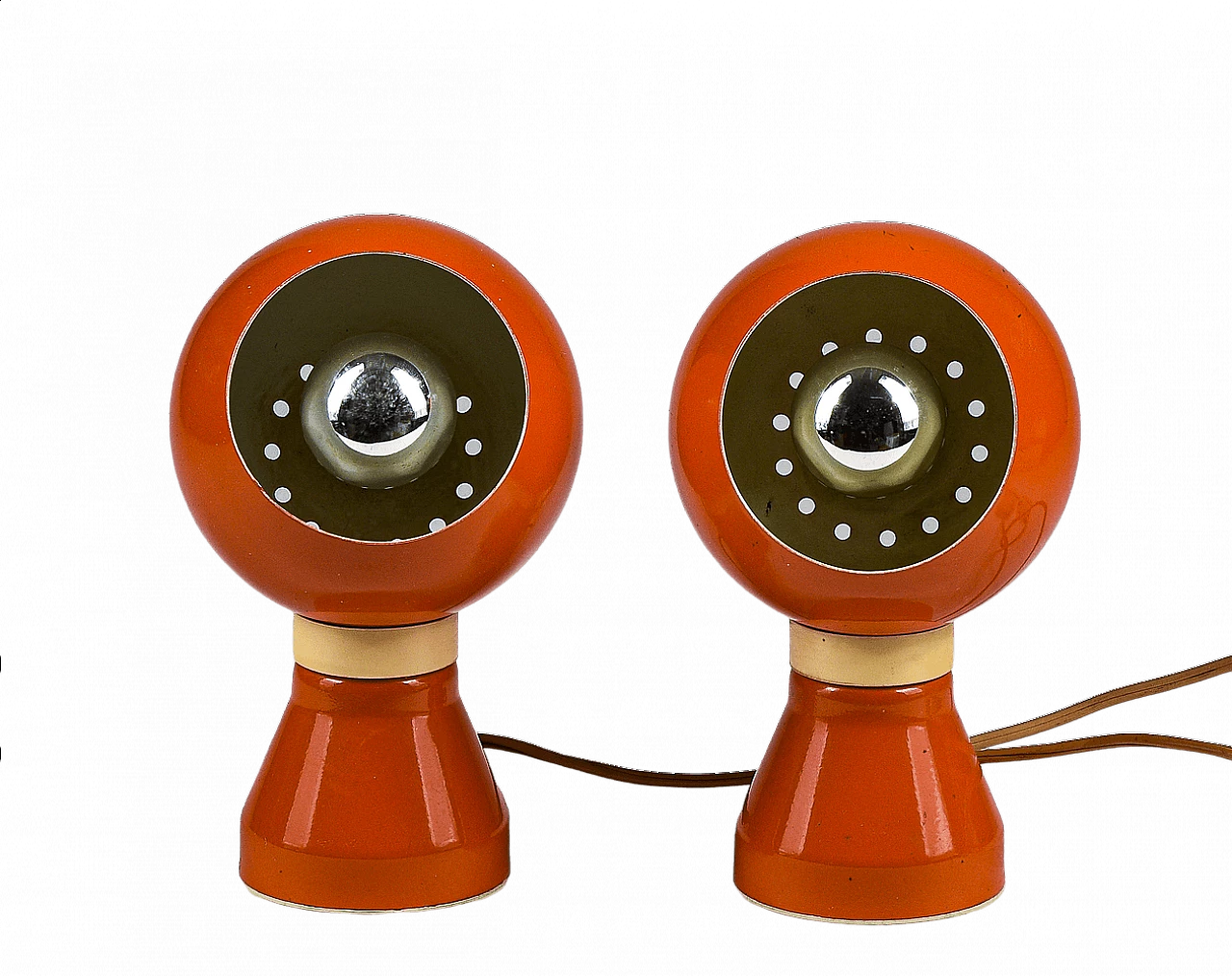 Pair of orange metal table lamps by Goffredo Reggiani, 1960s 8
