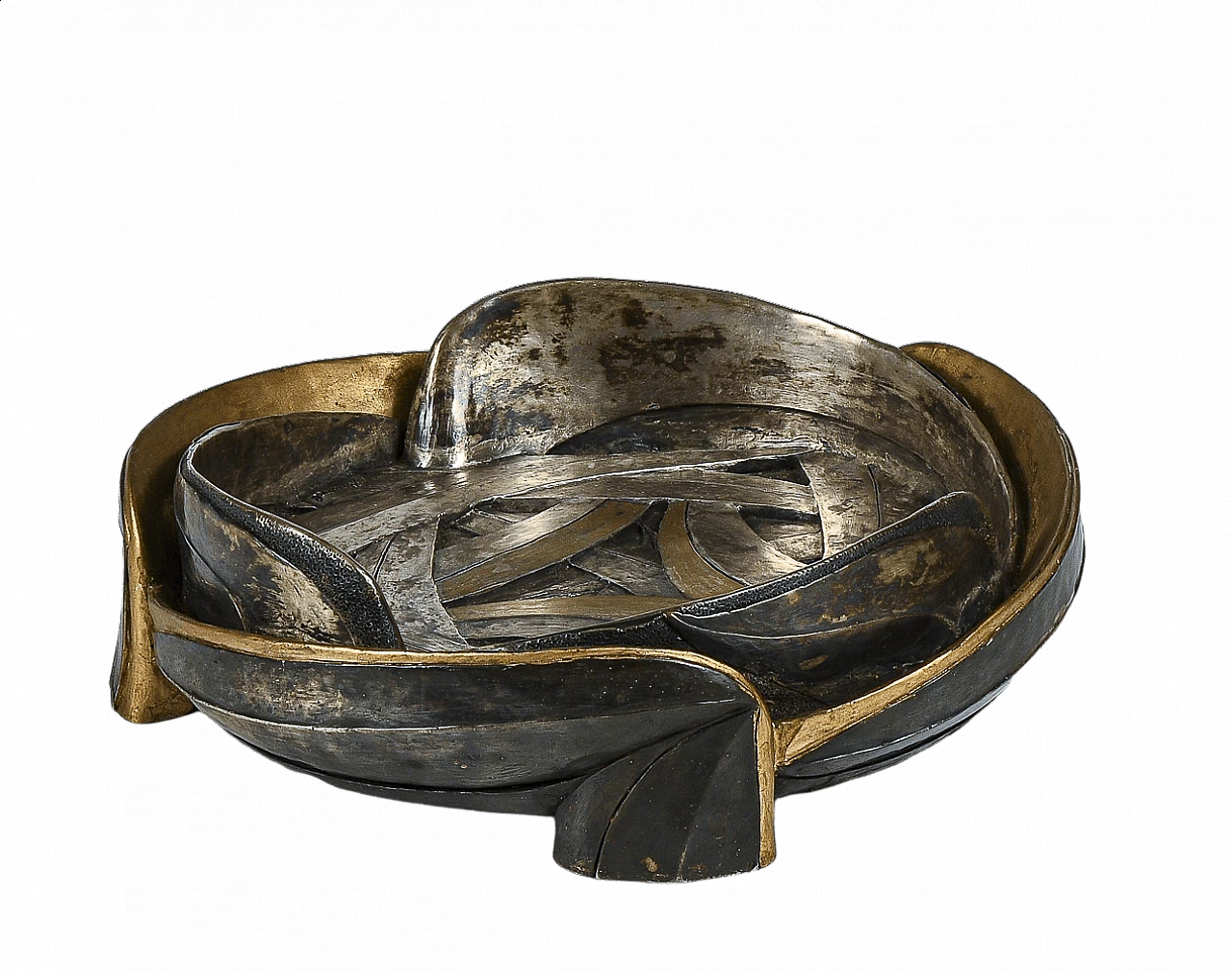 Grey and gold metal-covered resin ashtray by Brumel, 1950s 9