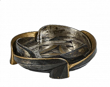 Grey and gold metal-covered resin ashtray by Brumel, 1950s