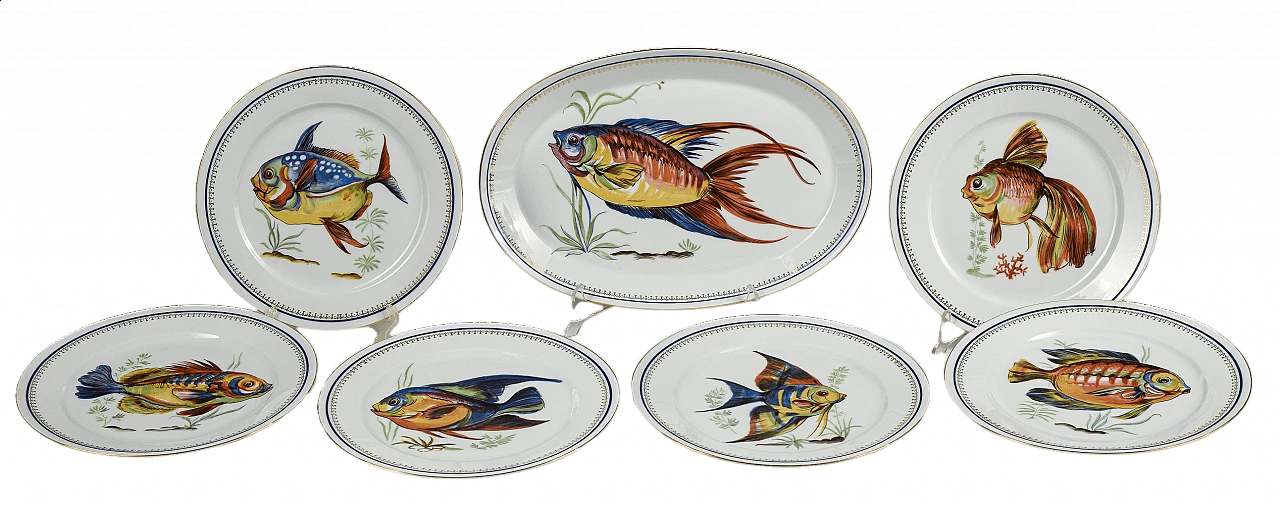 White Bavaria porcelain plates decorated with fish, 1970s 7