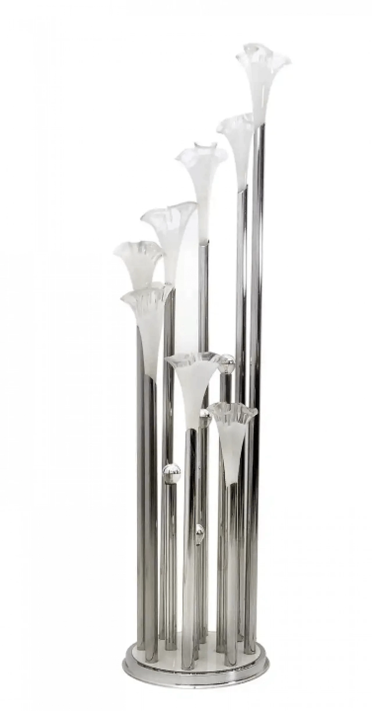 Eight-light floor lamp in floral glass attributed to Mazzega, 1970s 1