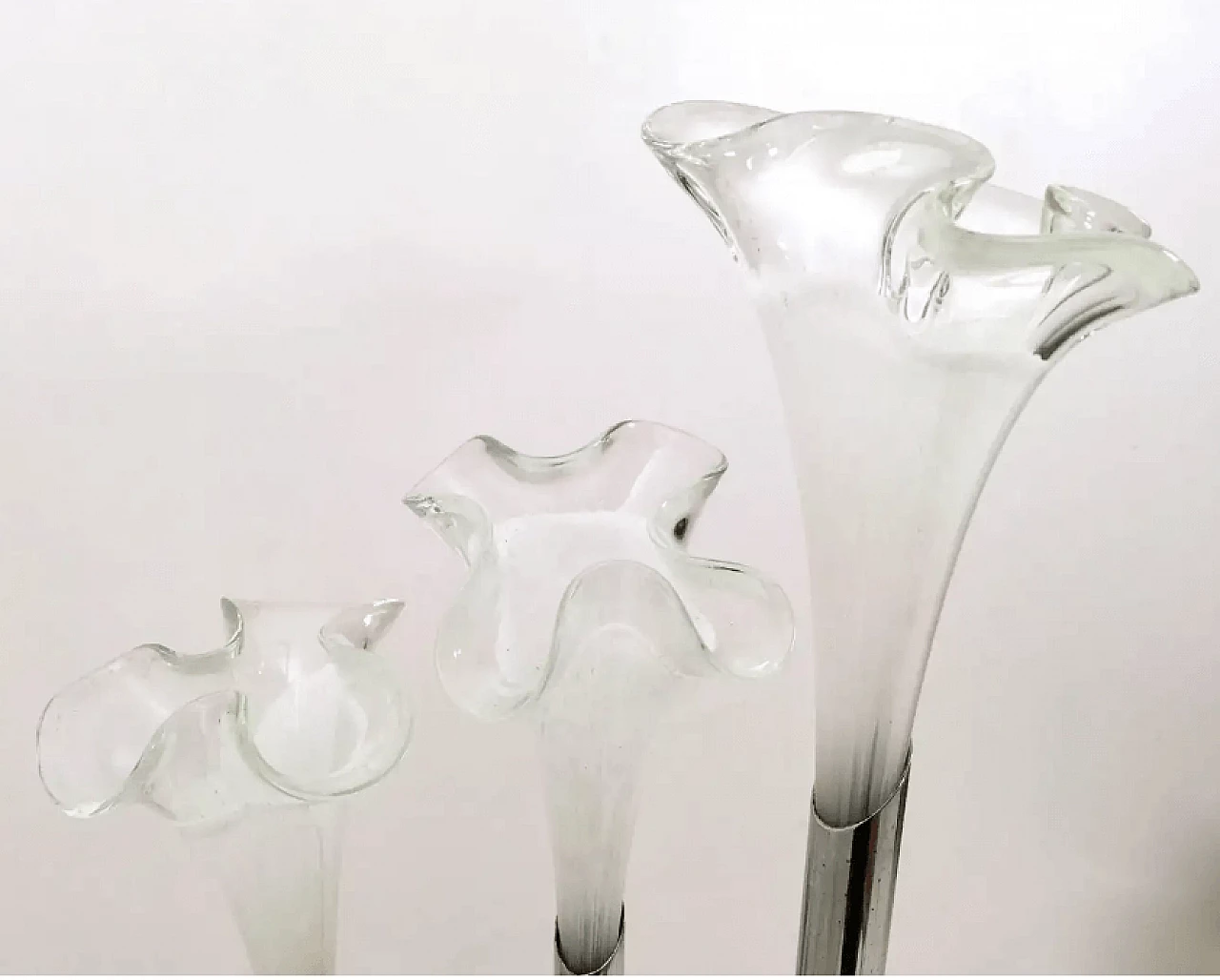 Eight-light floor lamp in floral glass attributed to Mazzega, 1970s 5