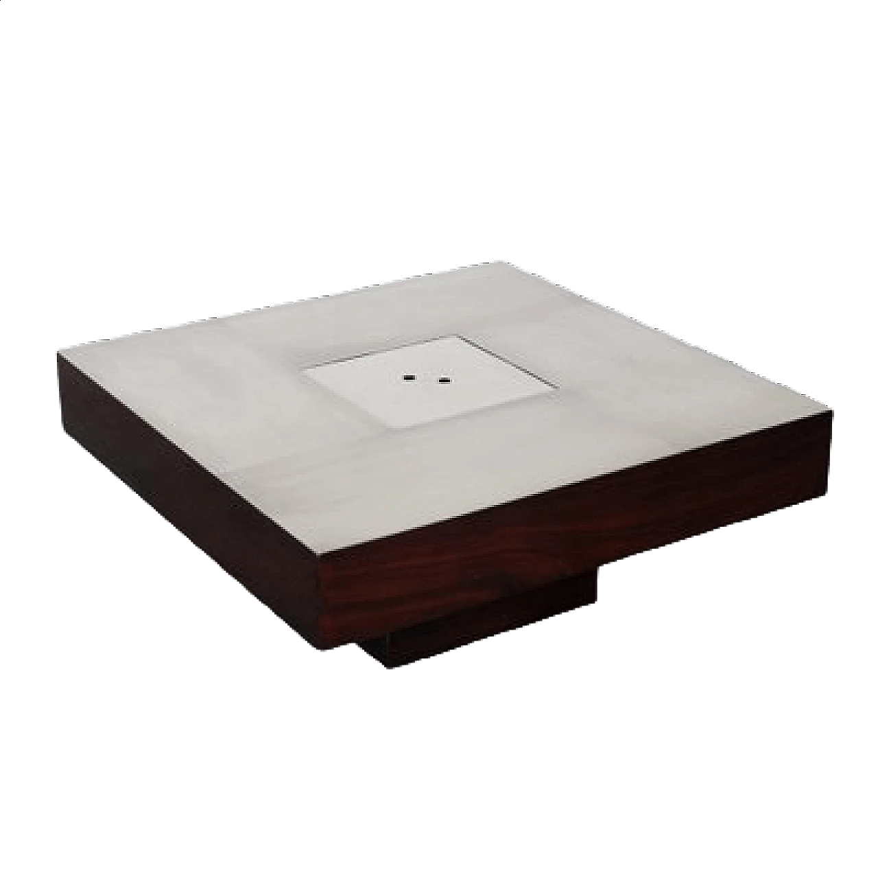 Satin-finished steel and rosewood low lounge table, 1960s 13