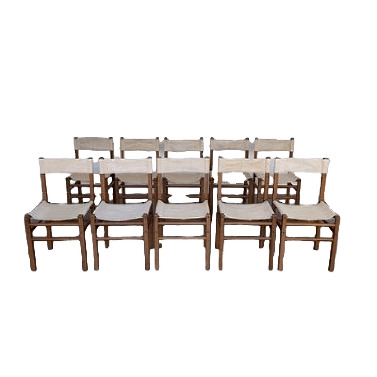 10 Beech and jute chairs, 1960s 22