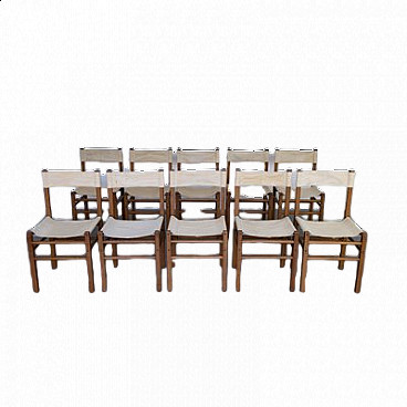 10 Beech and jute chairs, 1960s